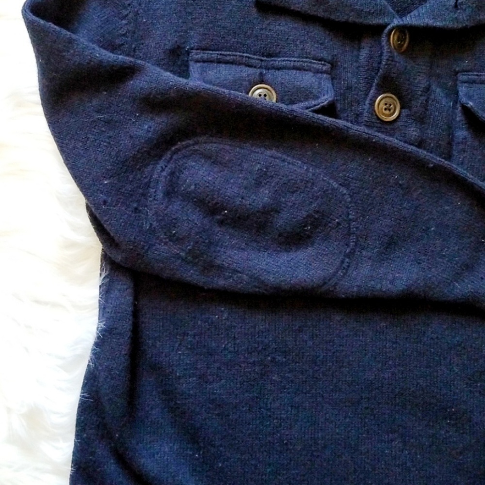 Gap Navy Blue Wool Button Down Collared Sweater - image 6